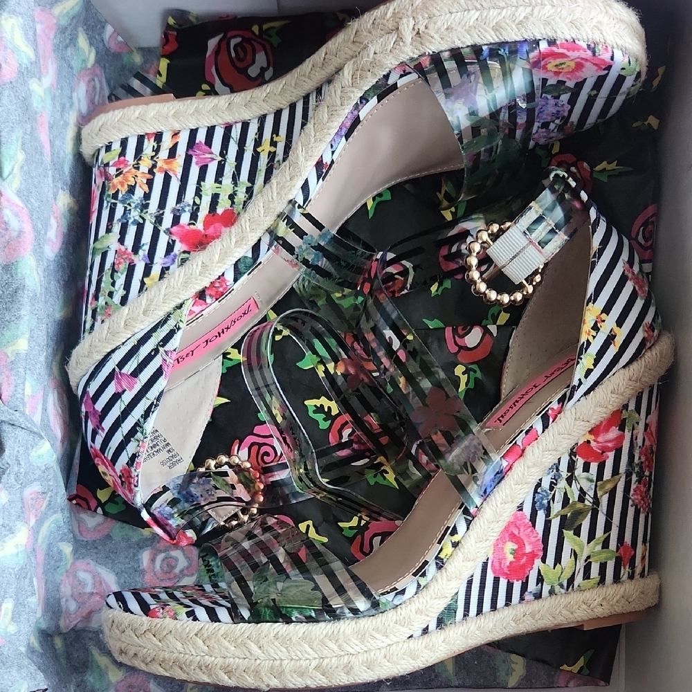 Betsey Johnson Black and White Wedge Shoes